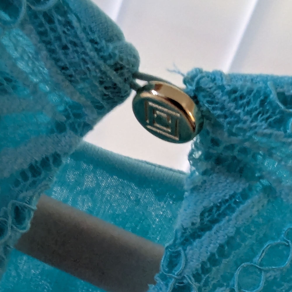 A318, Liz Claiborne Turquoise Lace Blouse - Picture 4 of 7